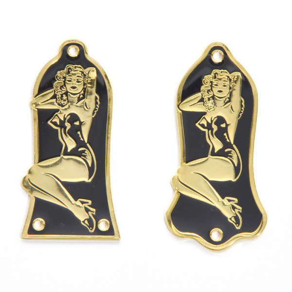 Trussrod Cover, PinUp Girl, gold plated