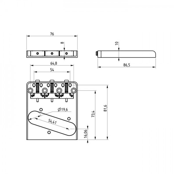 ABM 3455-S Bridge for Tele, Stainless Steel
