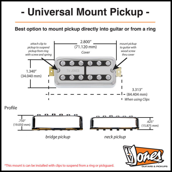 TV Jones Classic Bridge Pickup, Universal Mount