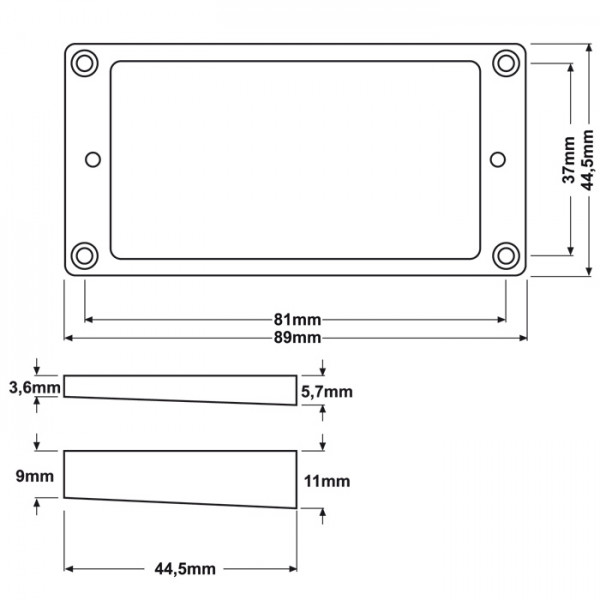 Humbucker Mounting Ring for plain top, black