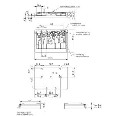 Schaller 3D-6 Bridge | Fender-style Bridges | Bridges, Tailpieces
