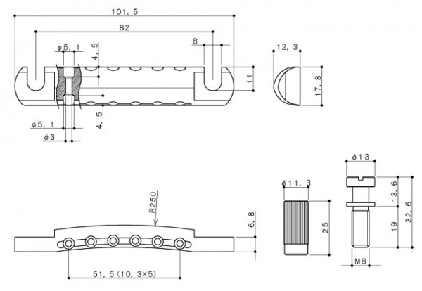 Gotoh Stop Tailpiece GE101A, Aluminium, Relic Series