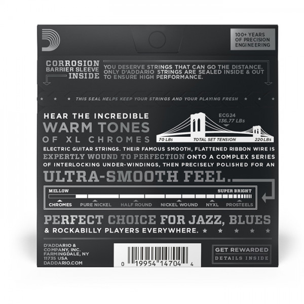 D'Addario Chromes Flat Wound Strings