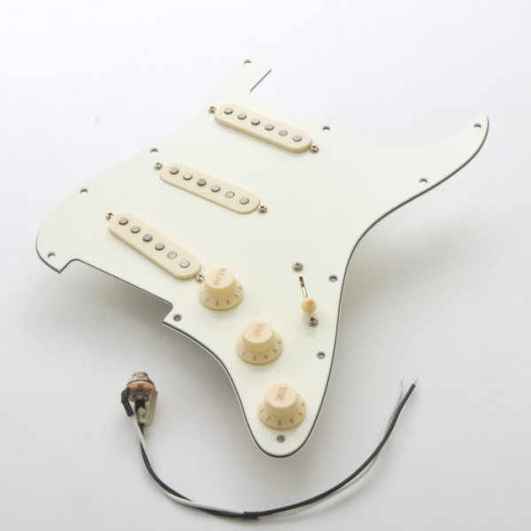 Rockinger Pre-Wired Multisound Pickguard für Strat, ST-RAT Pickups, Aged White