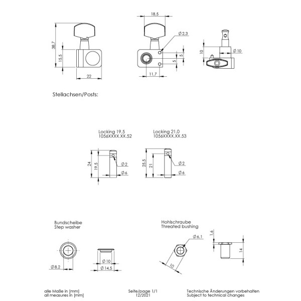 Schaller M6 Back Lock, F-Series