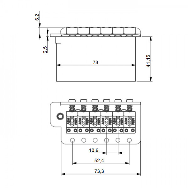 ABM 5050-M Vintage Tremolo für Mexico-Strat, verchromt