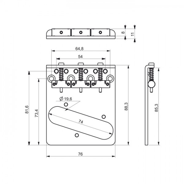 ABM 3455 Bridge for Tele, nickel