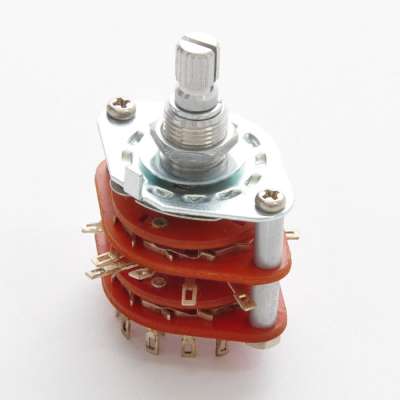 4x 16mm 2-poliger Drehschalter Mit 4 Positionen – Inkl. Muttern, Rundachse, Kunststoff, IP66, 0,3A/60V
