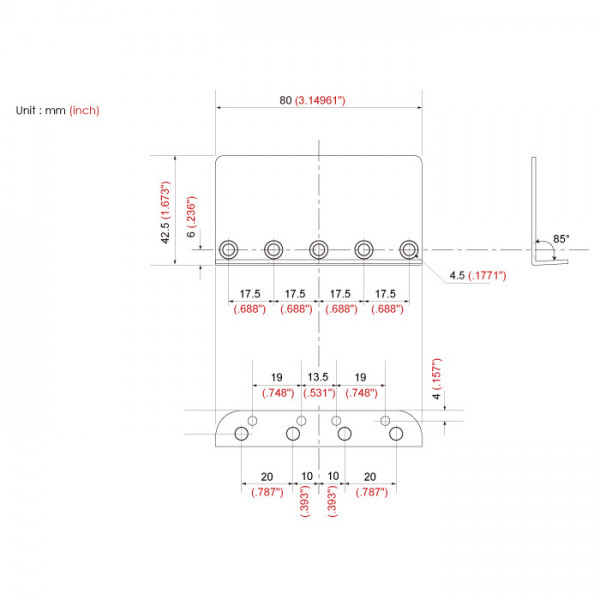 KTS Titanium Vintage 4-String Bass Bridge