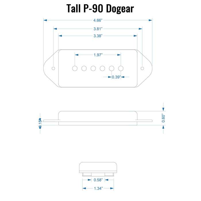 Lollar P90 Dogear Bridge, High Wind, Black | Lollar | Guitar 