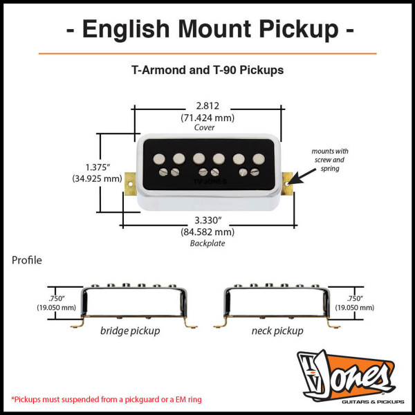 TV Jones T-Armond Bridge Pickup, English Mount, Nickel