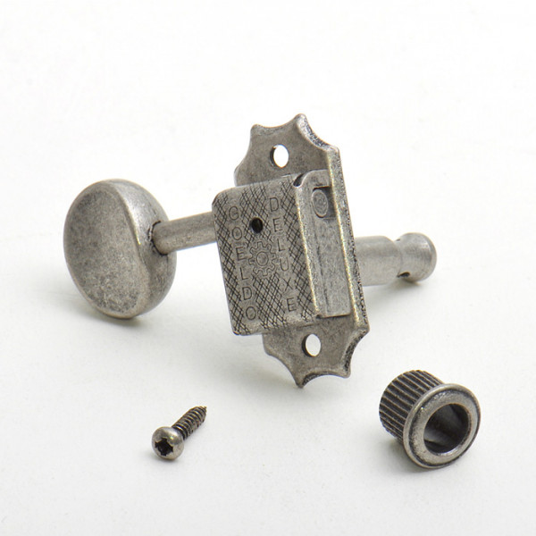 Göldo Traditional Tuner, Oval Metal Button, 3/3, Antique